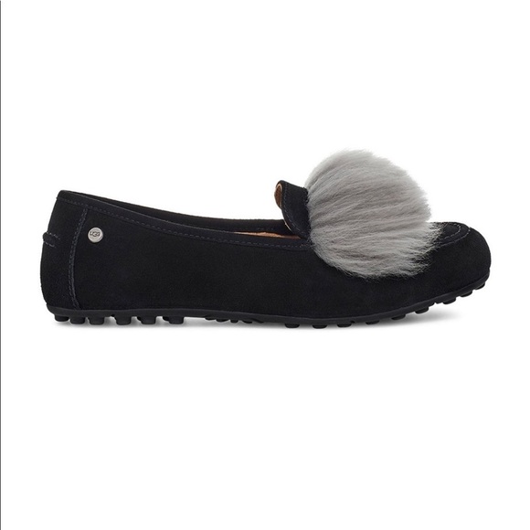 New Women's Ugg Wisp Suede Loafer in Black & Charcoal Size 6 - Picture 2 of 16